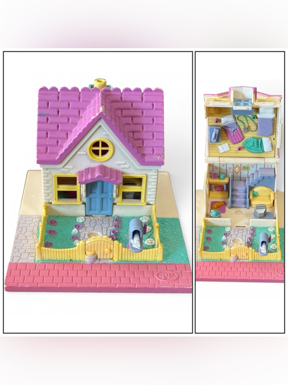 Vintage 1993 Polly Pocket "Polly's Cozy Cottage" Bluebird Toys Pollyville coll.